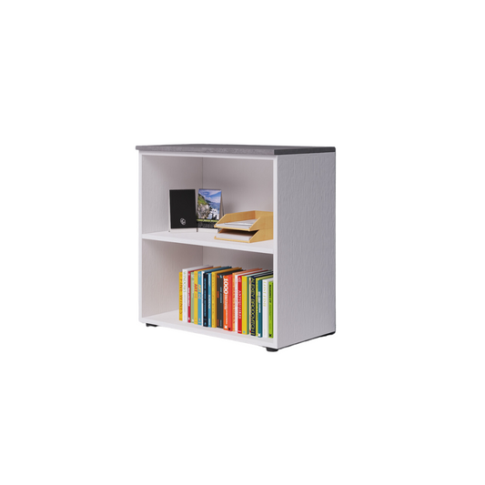 Mobilier de bureau ouvert à deux compartiments avec plateau couleur Ciment H87x90x45cm