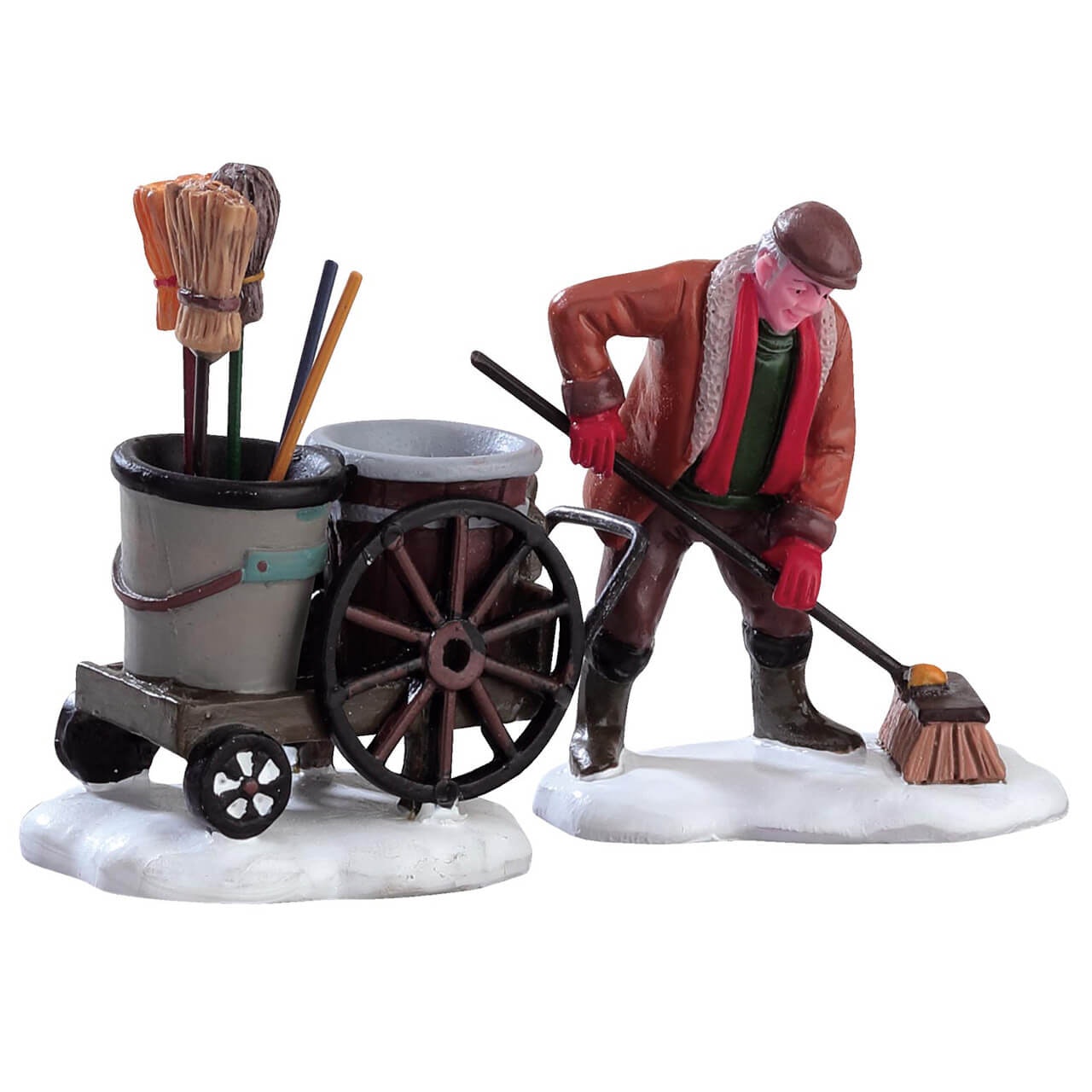 Lemax Street Sweeper Set Of 2 - Ensemble de 2 balayeuses de rue du village de Noël