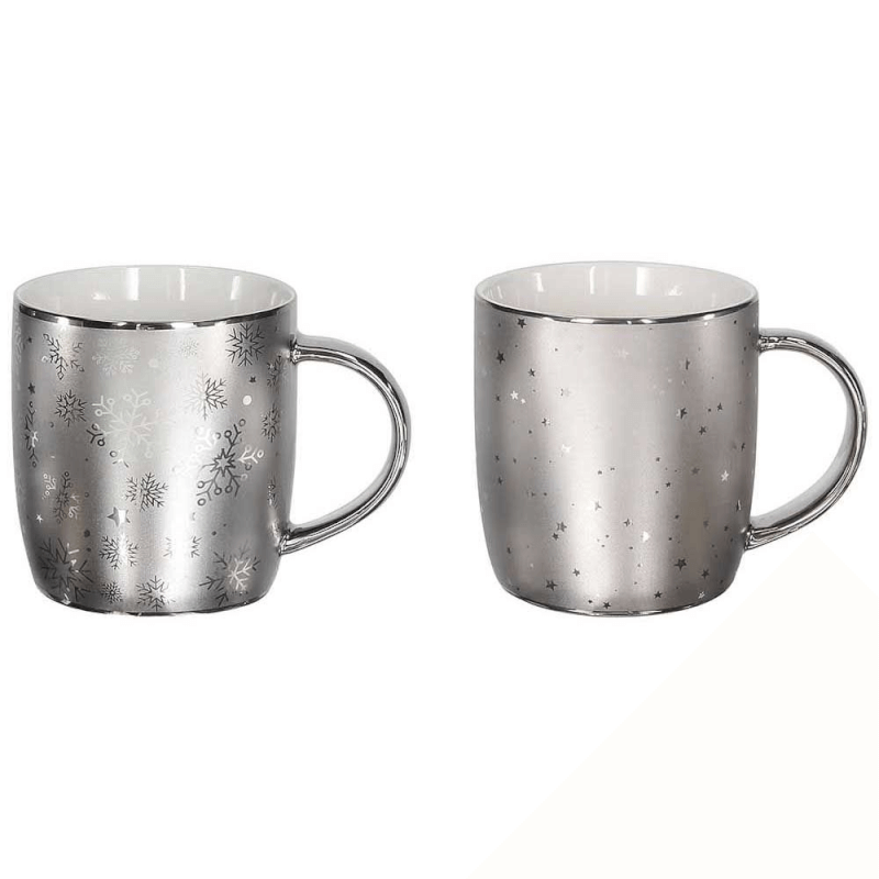 Mug Arrondi 370 Cc Tout Argent Porcelaine Argent