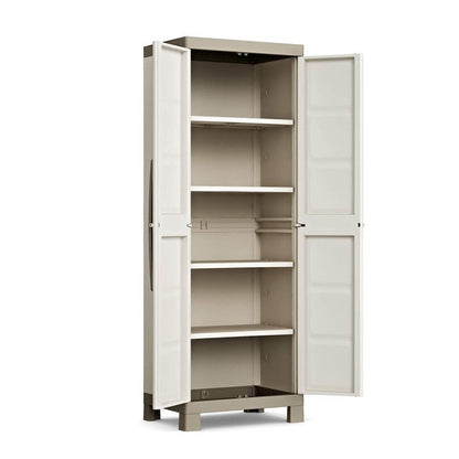 Armoire polyvalente à deux portes et quatre étagères Beige EXCELLENCE 89x54x h182 cm