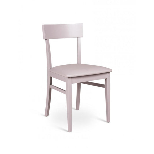 4xChaise en bois laqué gris clair avec assise en simili cuir 445xh. 82 cm 