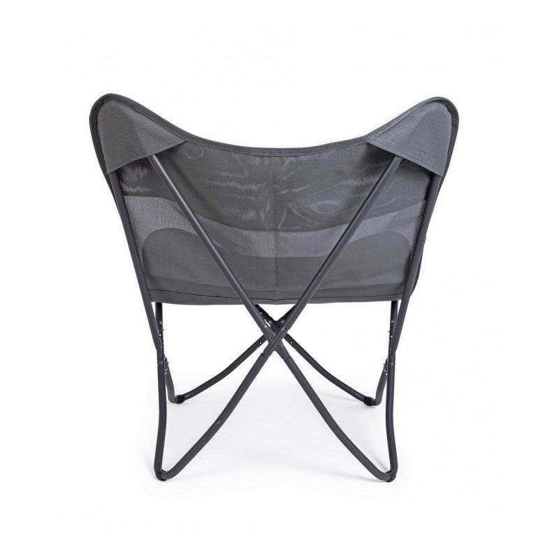 Fauteuil papillon de camping gris Gabicce 77,5x81x89h cm