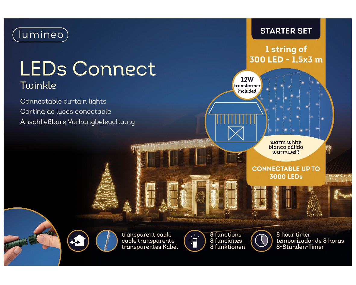 Rideau Twinkle Connect Rideau lumineux de Noël 300 LED