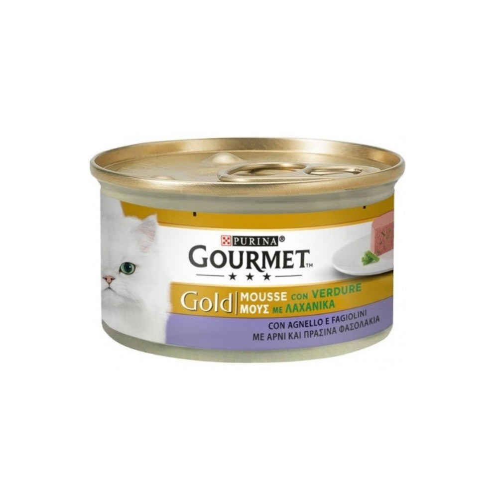 Mousse Gourmet Gold à l'agneau et aux haricots verts Purina 85 grammes