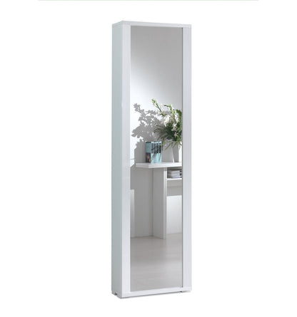 Armoire avec porte à cadre miroir sept étagères cadre miroir blanc blanc