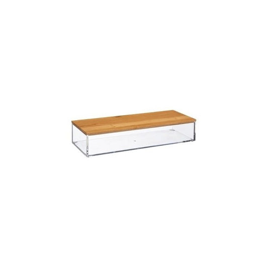 Récipient de cuisine rectangulaire avec couvercle en bambou 25,6x9,6x h5,5 cm