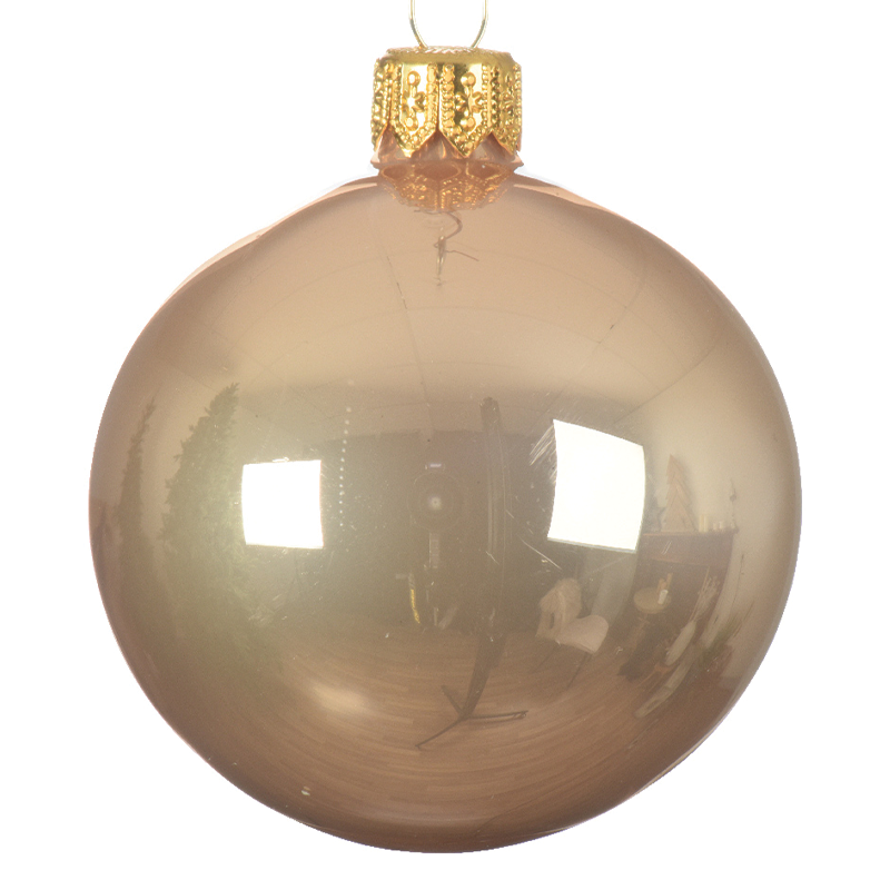 Boule de Noël caramel brillant Ø10 cm