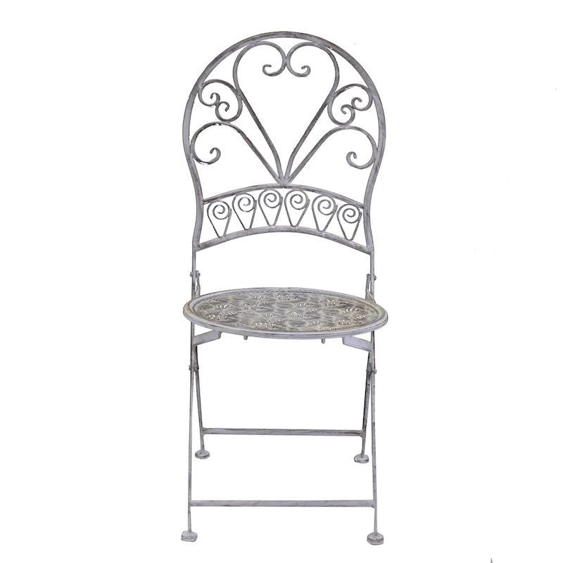 Ensemble table ronde en métal gris Ragusa avec 2 chaises pliantes cm ø70h76