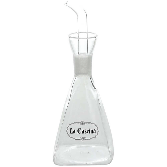 Huilier Pyramide Moyen La Cascina avec Bouchon Anti-goutte 280 cc en verre transparent