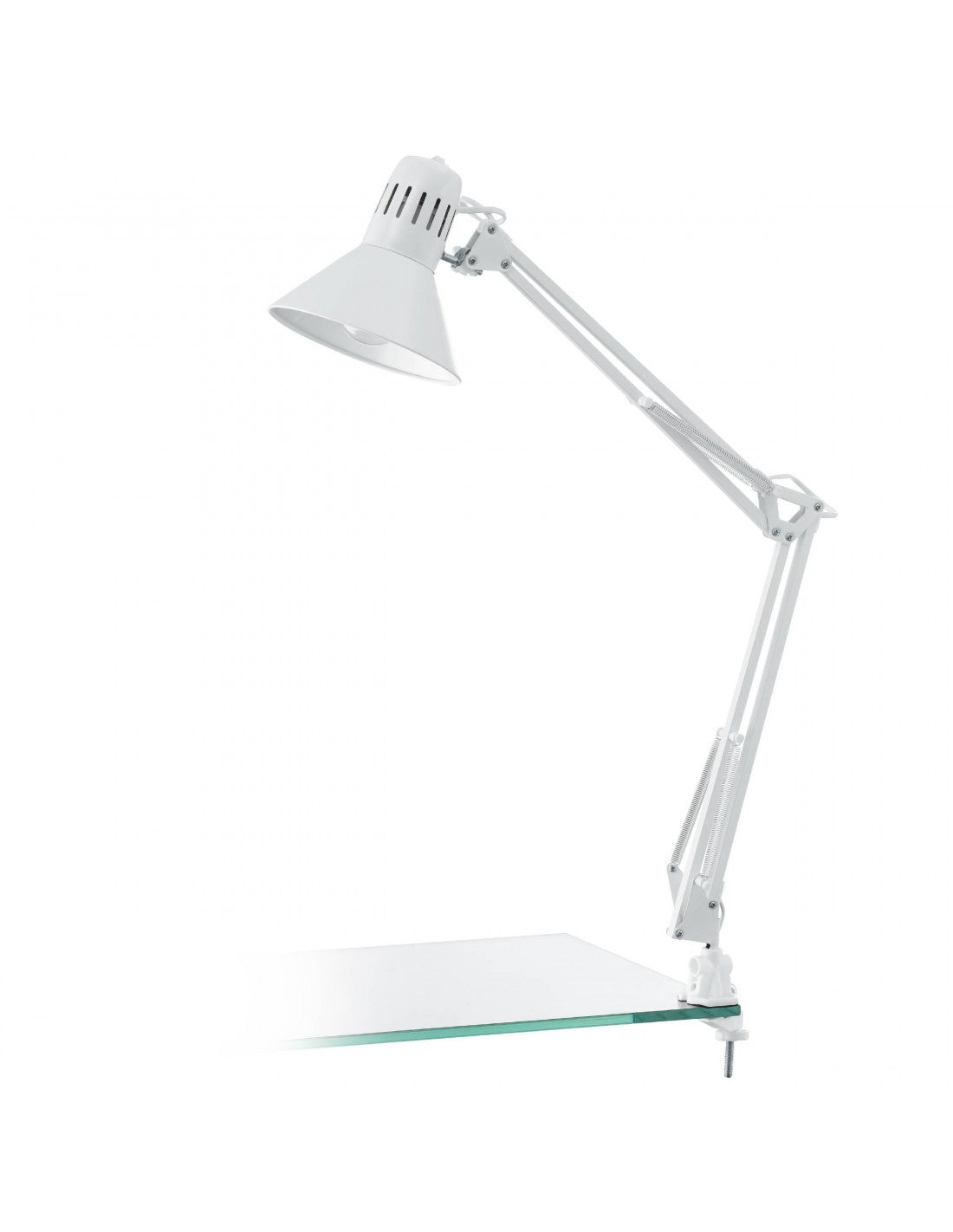 Lampe de bureau Firmo avec pince Eglo blanche.