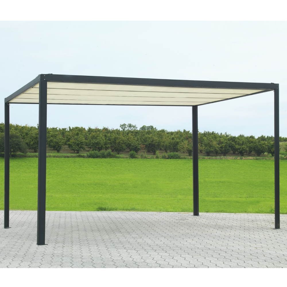 Tonnelle pergola noire 3x4x2,5H m avec couverture électrique coulissante