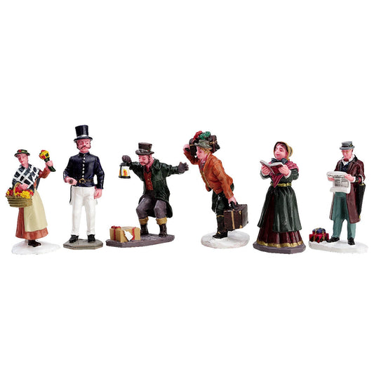 Lemax Townsfolk Figurines Set Of 6 - Ensemble de 6 figurines Townsfolk Jeu d'hiver Décoration de village de Noël