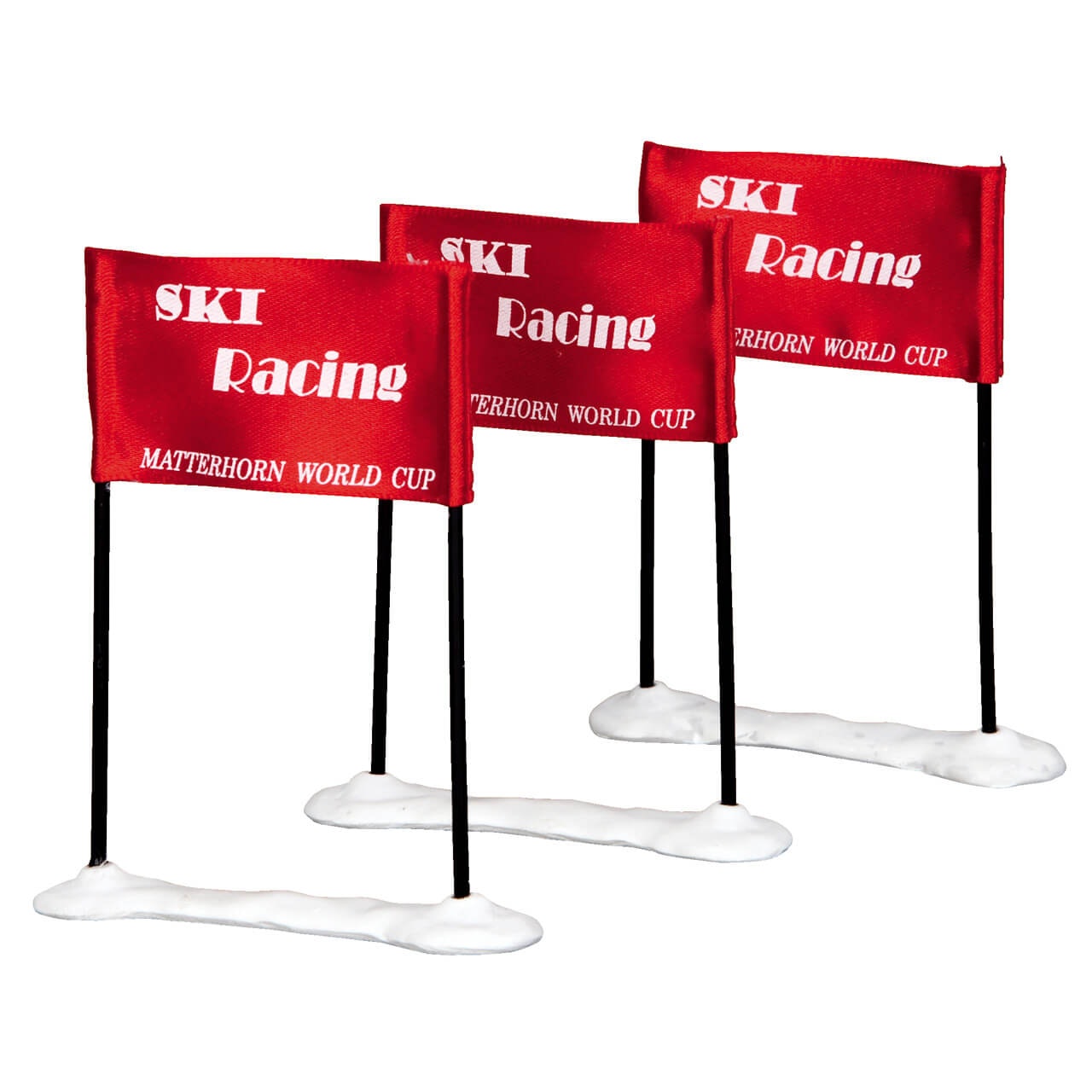 Lemax Ski Racing Flag, Set Of 3 - Drapeau de ski de course, lot de 3. pour le village de Noël