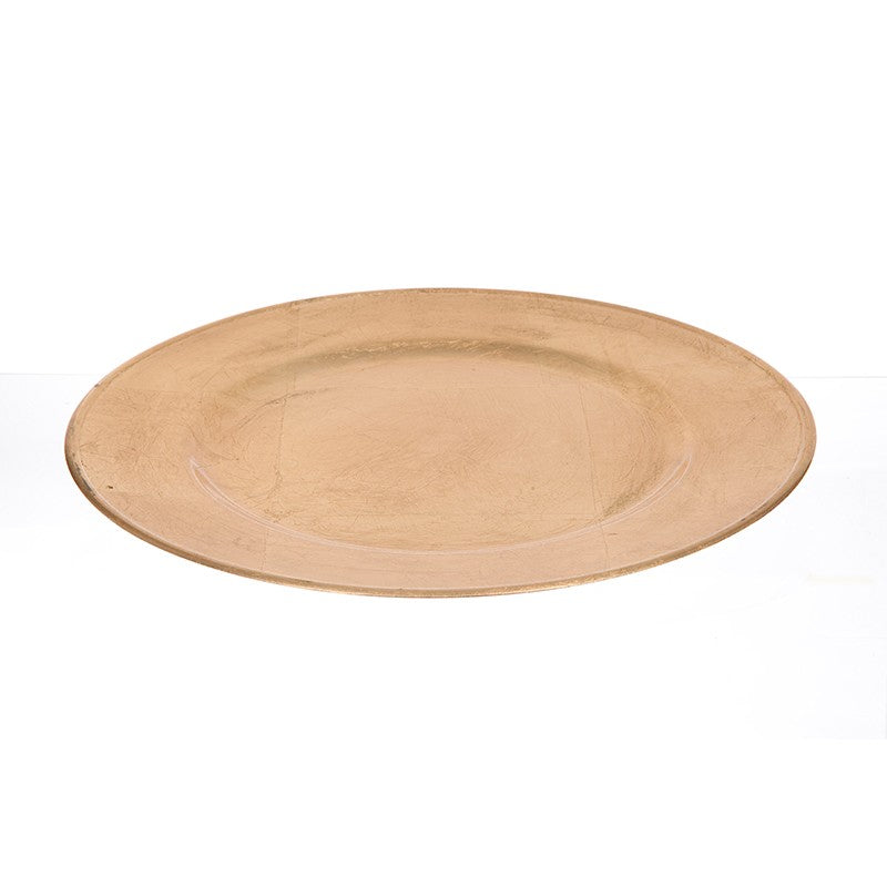 Plat de table rond en plastique doré