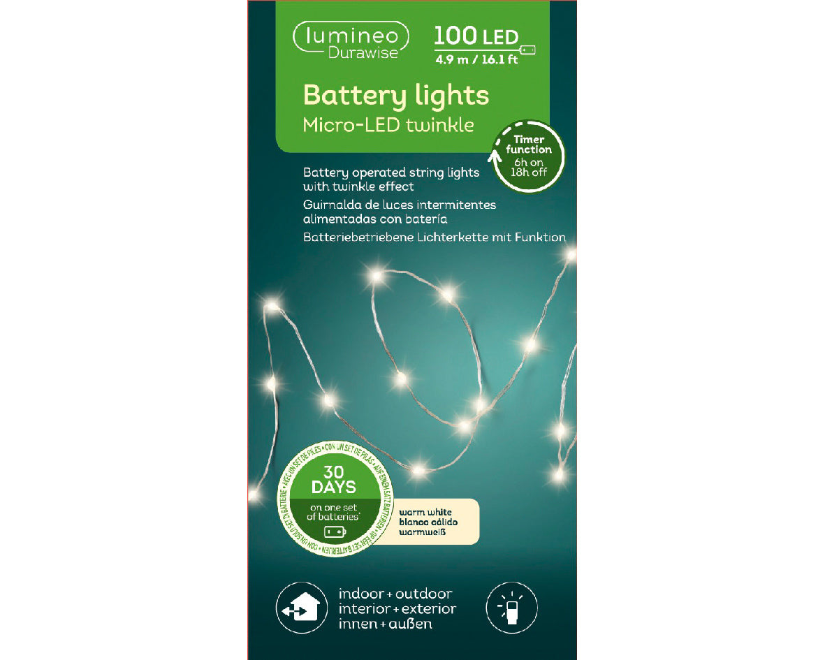 Guirlande lumineuse de Noël LED Micro Durawise 8 fonctions effet scintillant extérieur L 495 cm