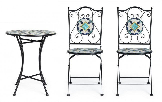 Ensemble promotionnel table et chaises en fer Positano