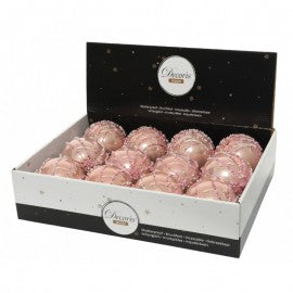 Boule de Noël en verre SPARKLE Assortiment Rose Rouge 8 cm 1 pièce