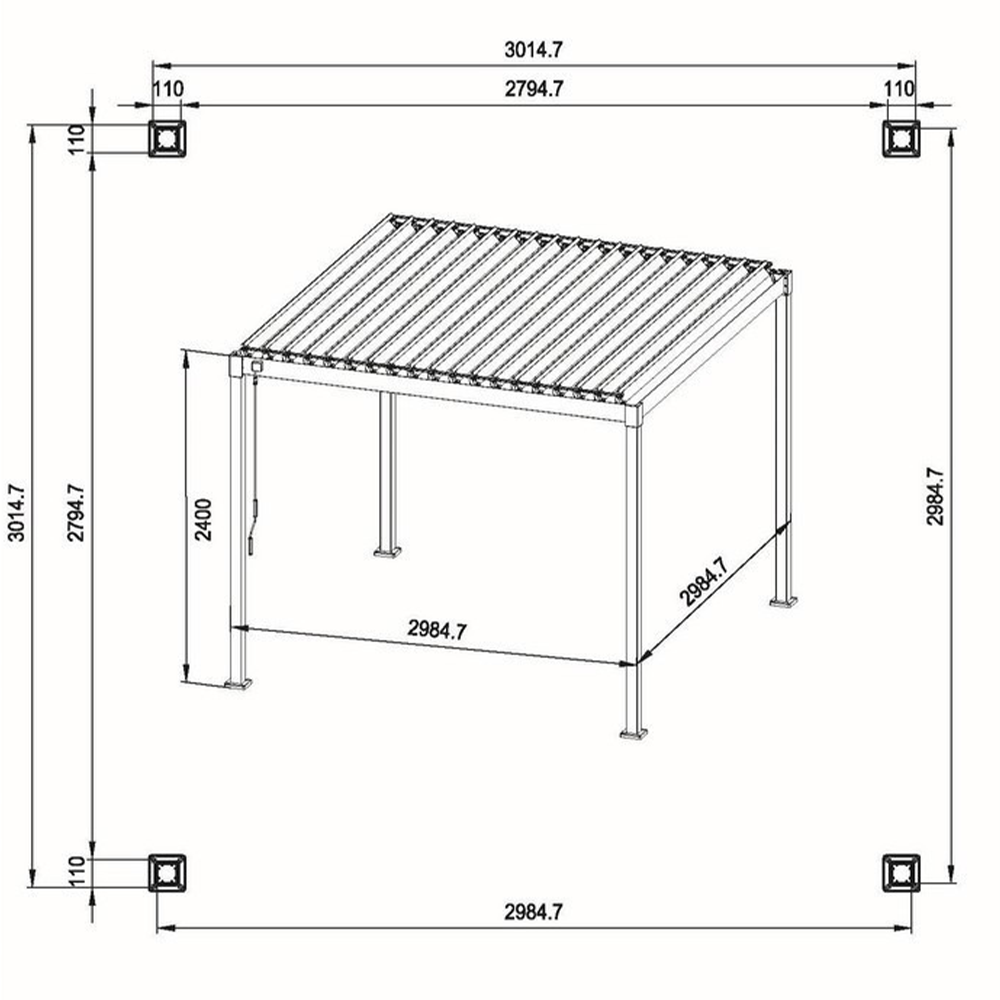 Pergola Garda anthracite 300x300xH240