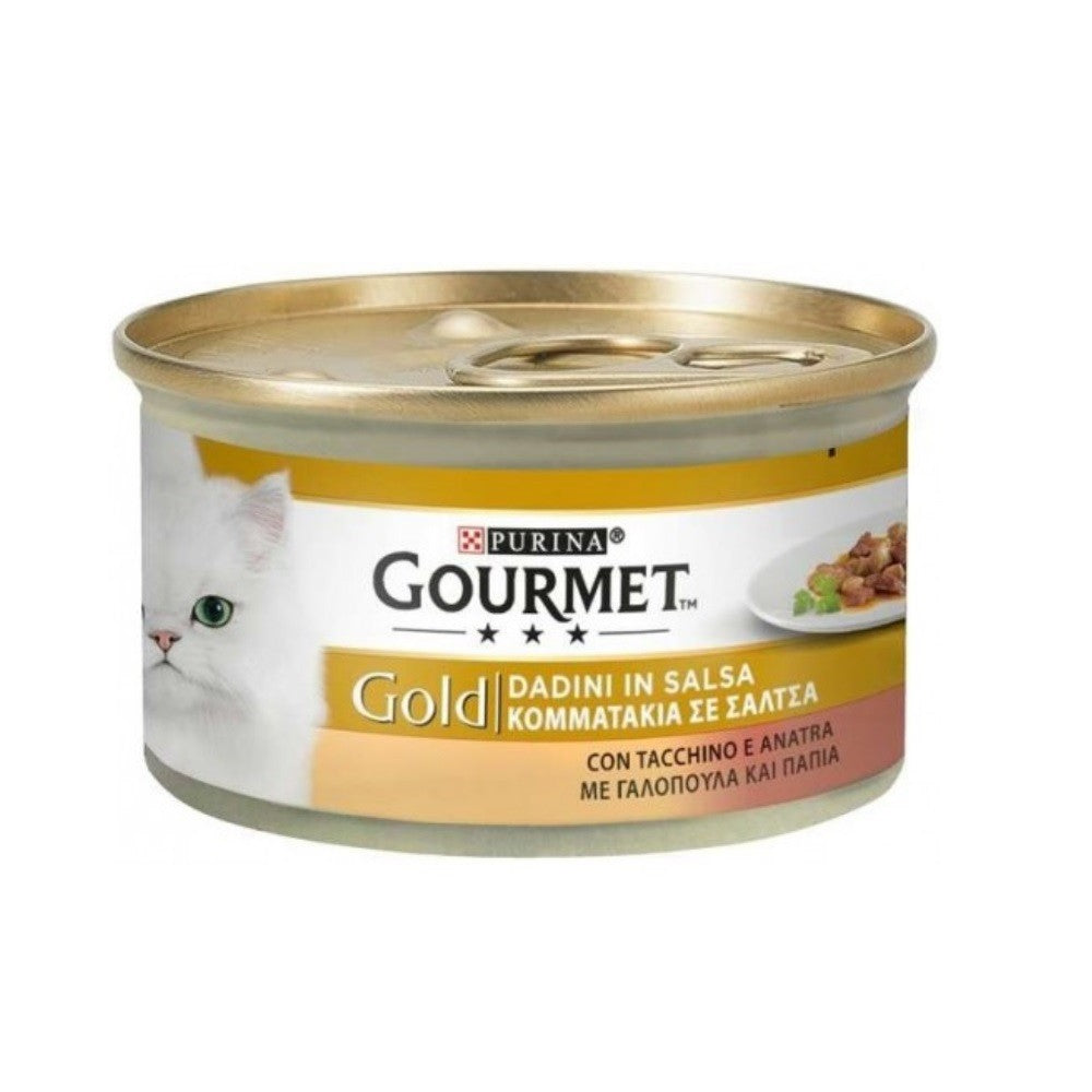 Gourmet Gold Dés de dinde et sauce au canard Purina 85 grammes