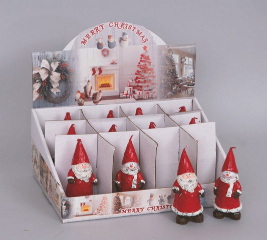 Présentoir à bougies 11 cm Père Noël/bonhomme de neige Chapeau de gnome rouge Décoration de Noël assortie