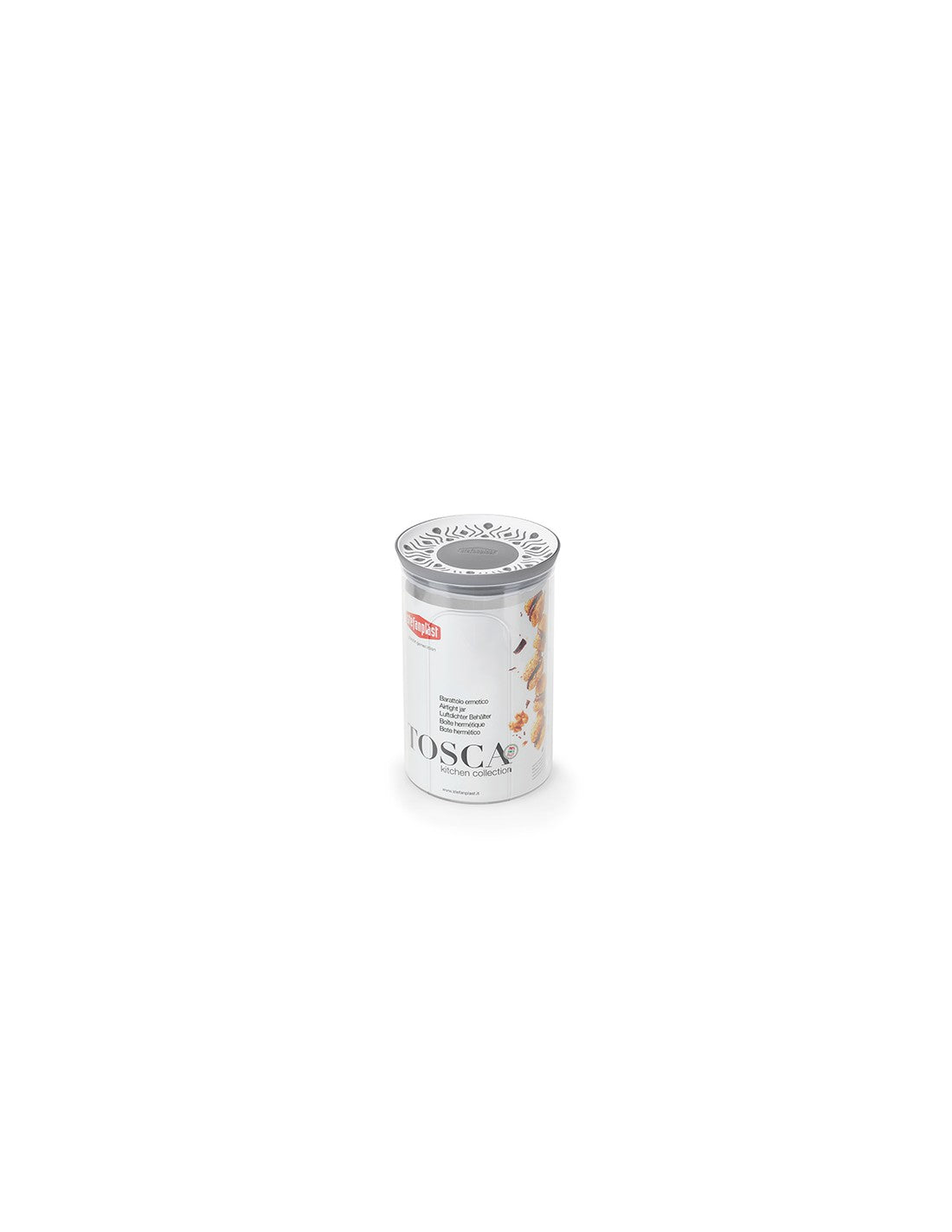 Pot rond Tosca 55454, capacité 1,2 l, couleur blanc/gris.