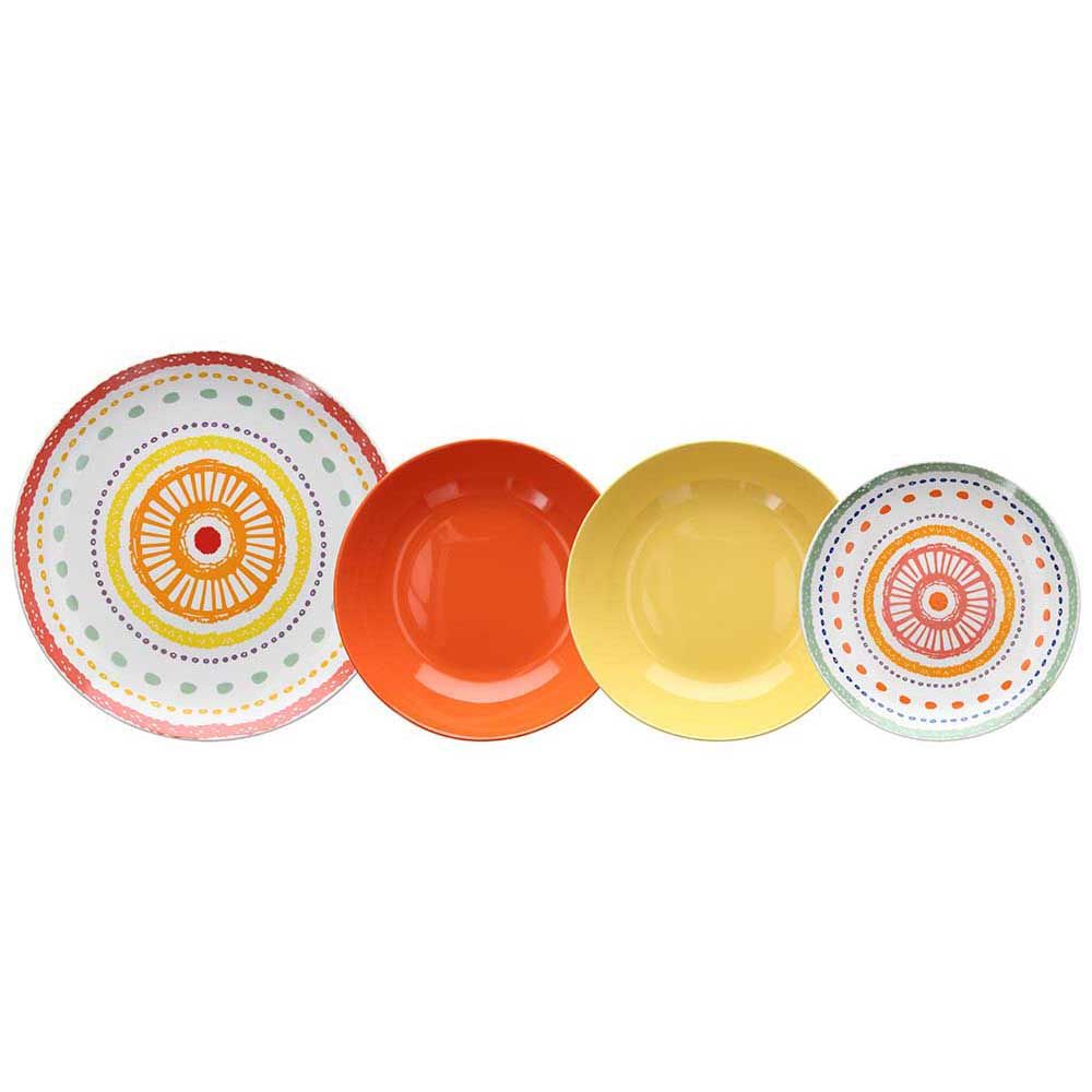 Service de table 18 pièces en porcelaine multicolore Aruba