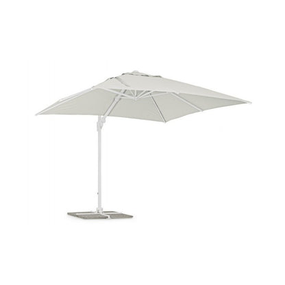 Parasol Eden avec bras blanc/bois naturel 3x3 m