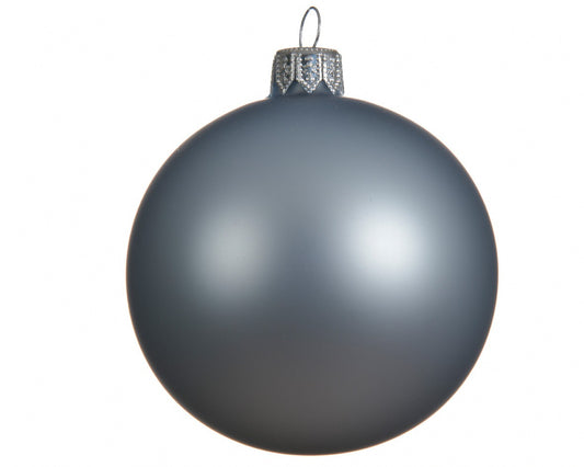 Décoration de sapin de Noël, boule en verre gris mat, 8 cm