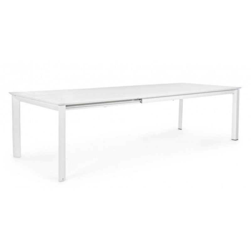 Table Konnor en aluminium 200-300x110 cm blanc Iperbriko