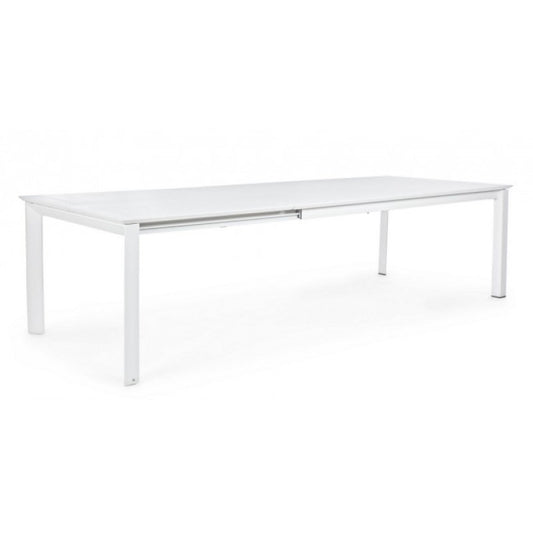 Table Konnor en aluminium 200-300x110 cm blanc Iperbriko