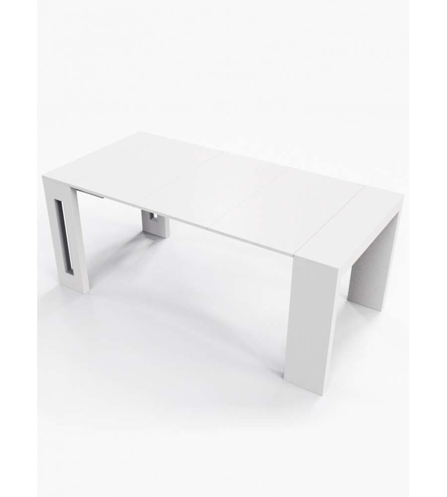 Table console transformable blanche