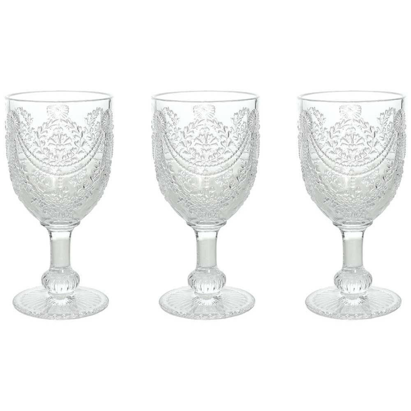 Set de 3 élégants verres Savoia en verre transparent 320 cc