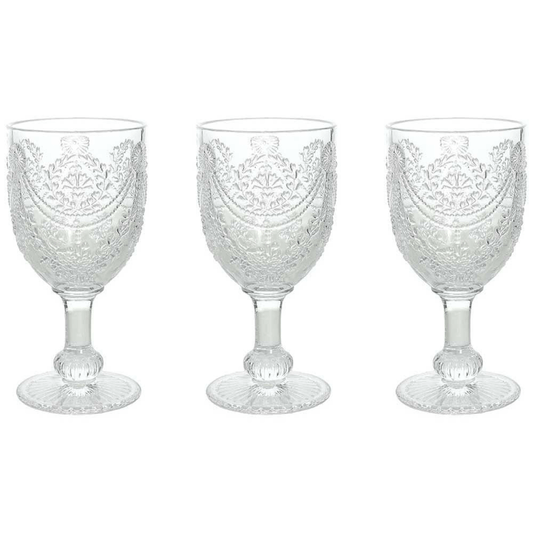 Set de 3 élégants verres Savoia en verre transparent 320 cc