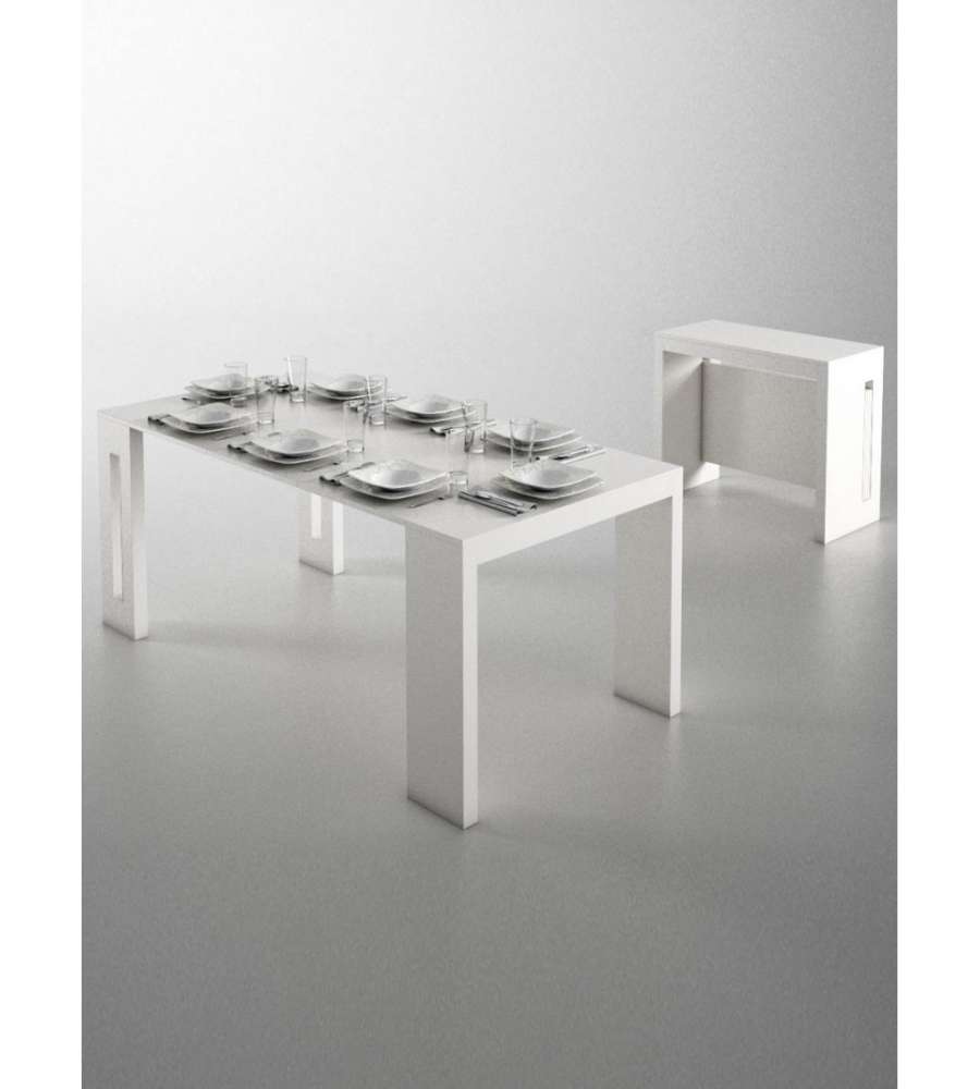 Table console transformable blanche