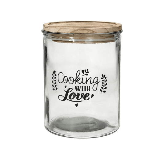 Pot moyen avec couvercle 1380 cc Cooking With Love en verre transparent