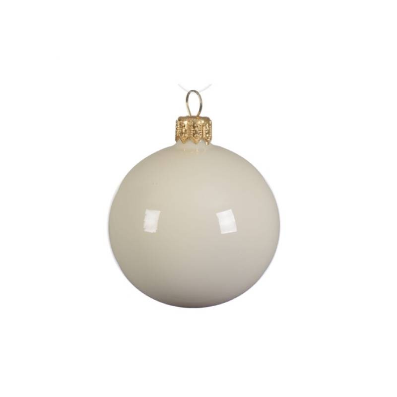 Boule de Noël en verre blanc laiteux, 8 cm