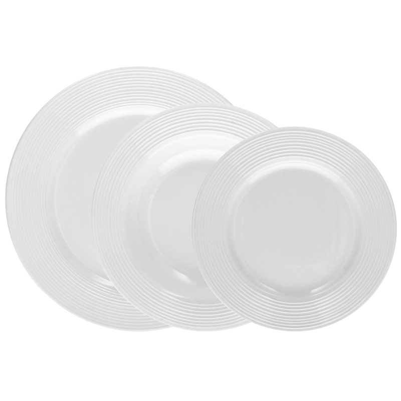 Service de table 18 pcs Cercles en porcelaine blanche