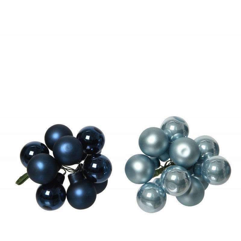 Lot de 10 boules en verre bleu clair assorties 2x D2