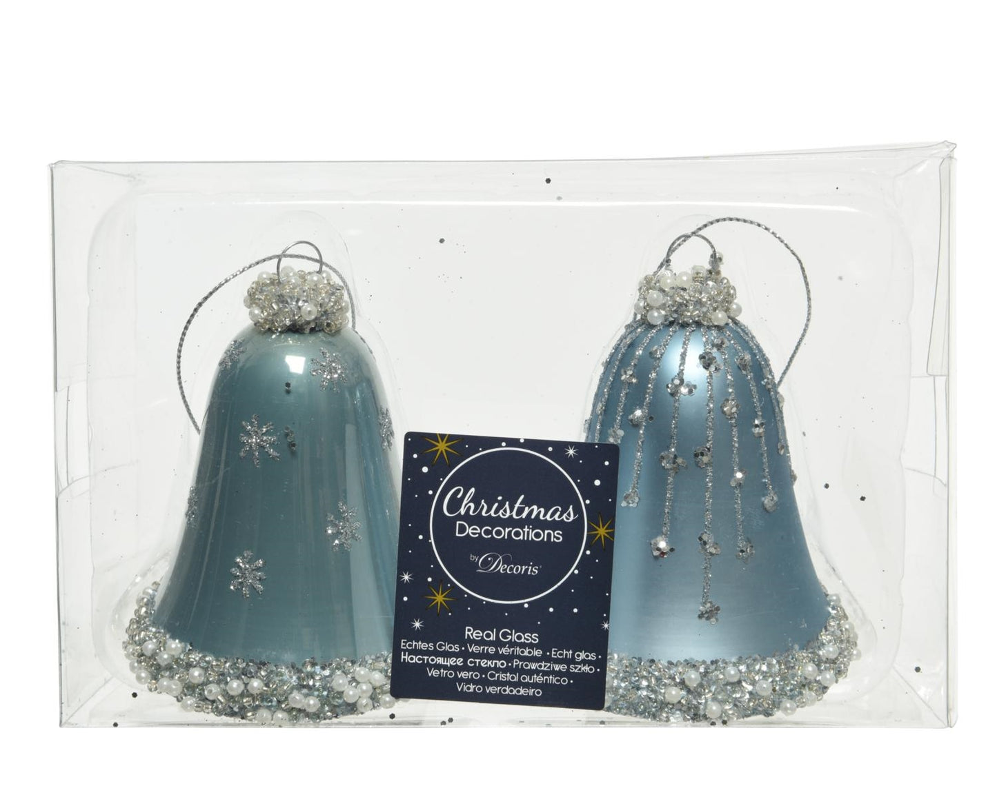 Suspension 2 Cloches Bleu Clair D6.5 H8