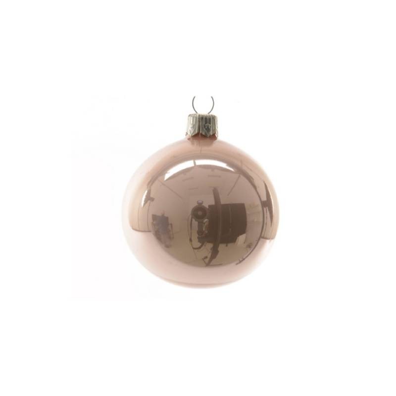 Décoration de sapin de Noël, boule en verre rose brillant, 6 cm