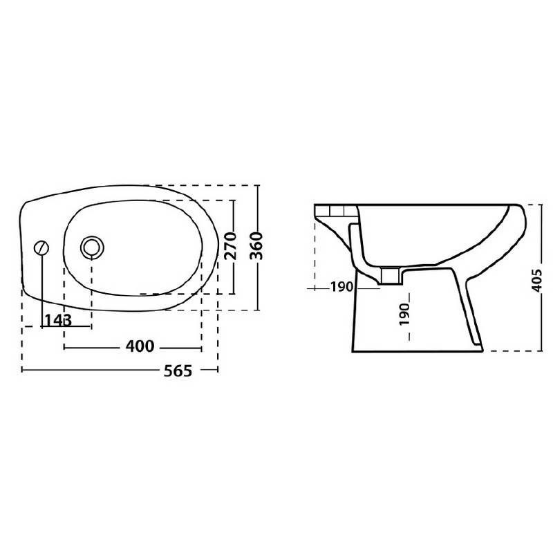 Bidet sur pied en porcelaine blanche motif fougère