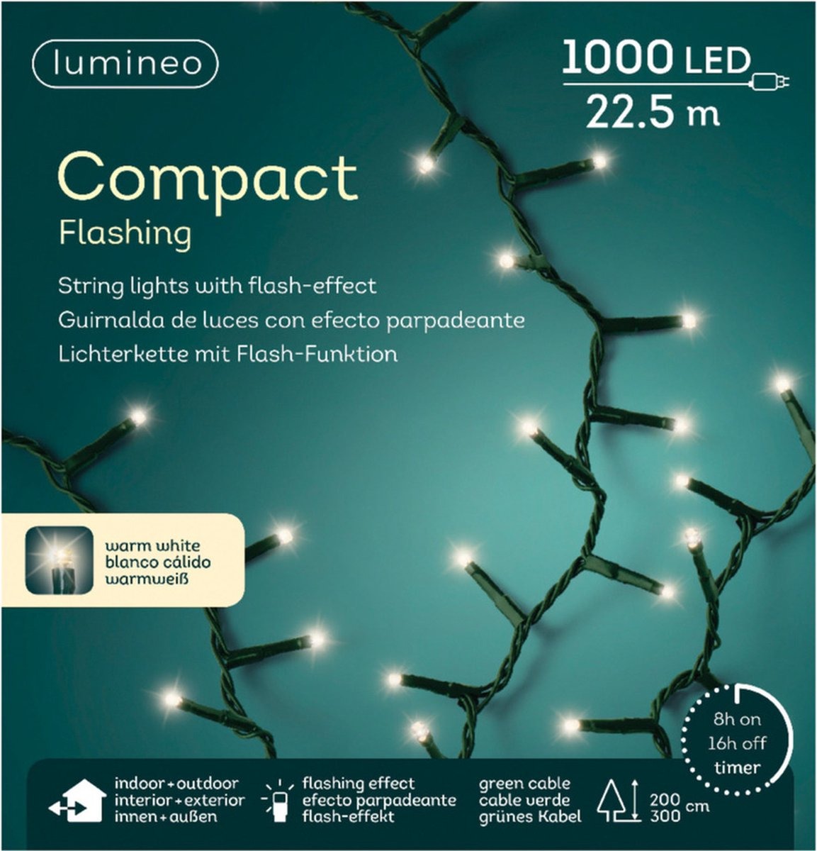 Eclairage LED compact - 1000 lumières - 22,5 m - Blanc chaud