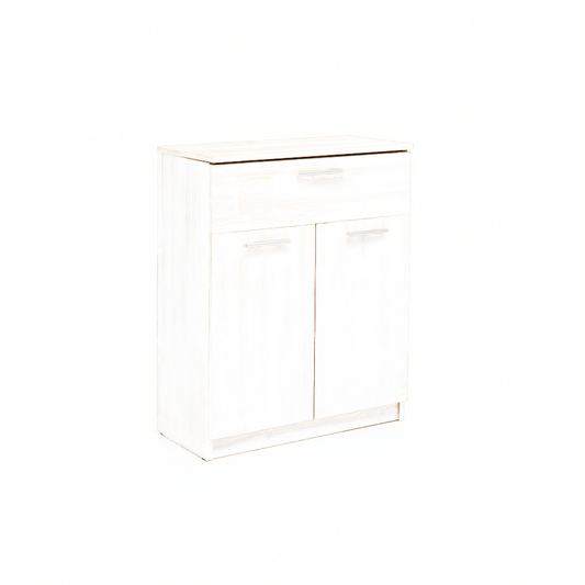 Meuble Chelsea Blanc avec 2 Portes et Tiroir - 80x36H88 cm