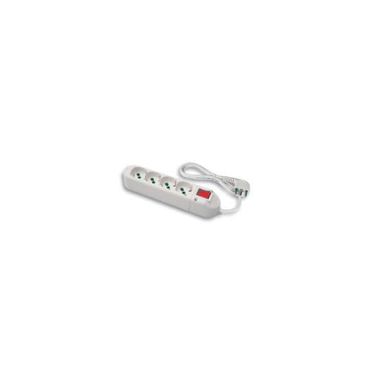 Multiprise Schuko bypass avec interrupteur, coloris blanc, 4 prises 2P+T 16A, câble 3x1,0 mm2, longueur 1,5 mètres