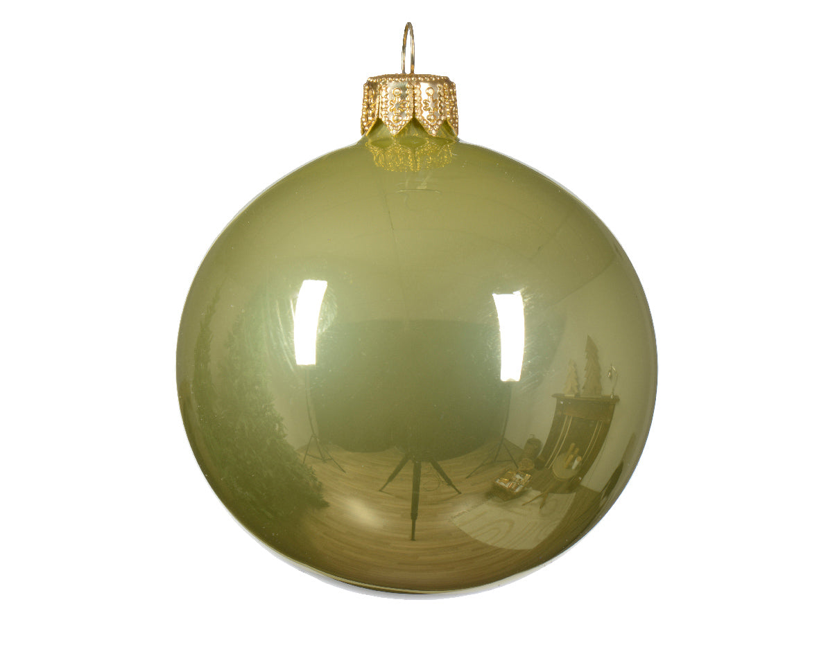 Boule de Noël bijoux en verre émaillé couleur pistache ø 6cm