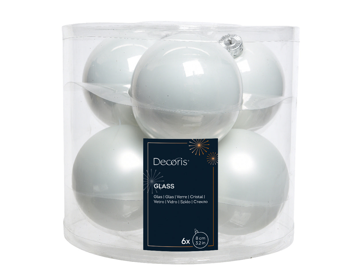 Boite de 6 boules de Noël blanches ø 8 cm