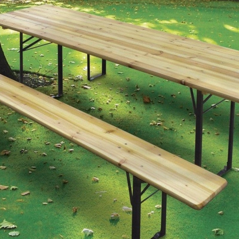 Ensemble de jardin composé d'une table et de deux bancs en bois et acier Verdelook