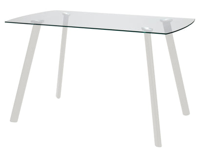 Table fixe Maura Bianco avec plateau en verre et pieds en métal 130x75x76