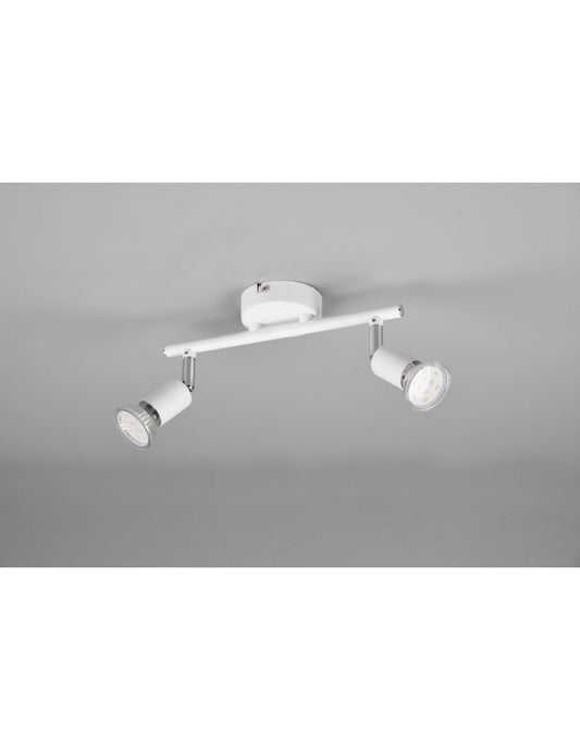 Lampe GU10 double spot réglable blanche Paris par Trio Lighting.