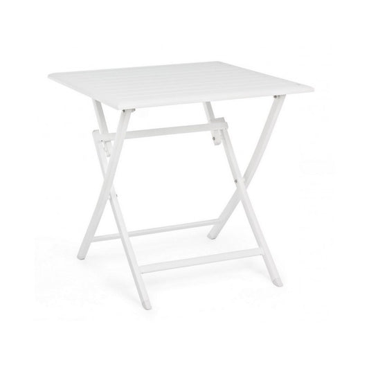 Table d'extérieur pliante en aluminium blanc ELIN 70x70x71H cm